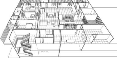 Ilustración 3D del proyecto de construcción vector