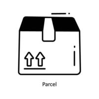 paquete o empaquetar garabatear icono diseño ilustración. logística y entrega símbolo en blanco antecedentes eps 10 archivo vector