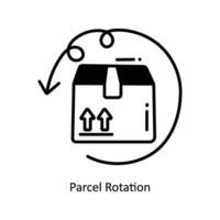 paquete o empaquetar rotación garabatear icono diseño ilustración. logística y entrega símbolo en blanco antecedentes eps 10 archivo vector