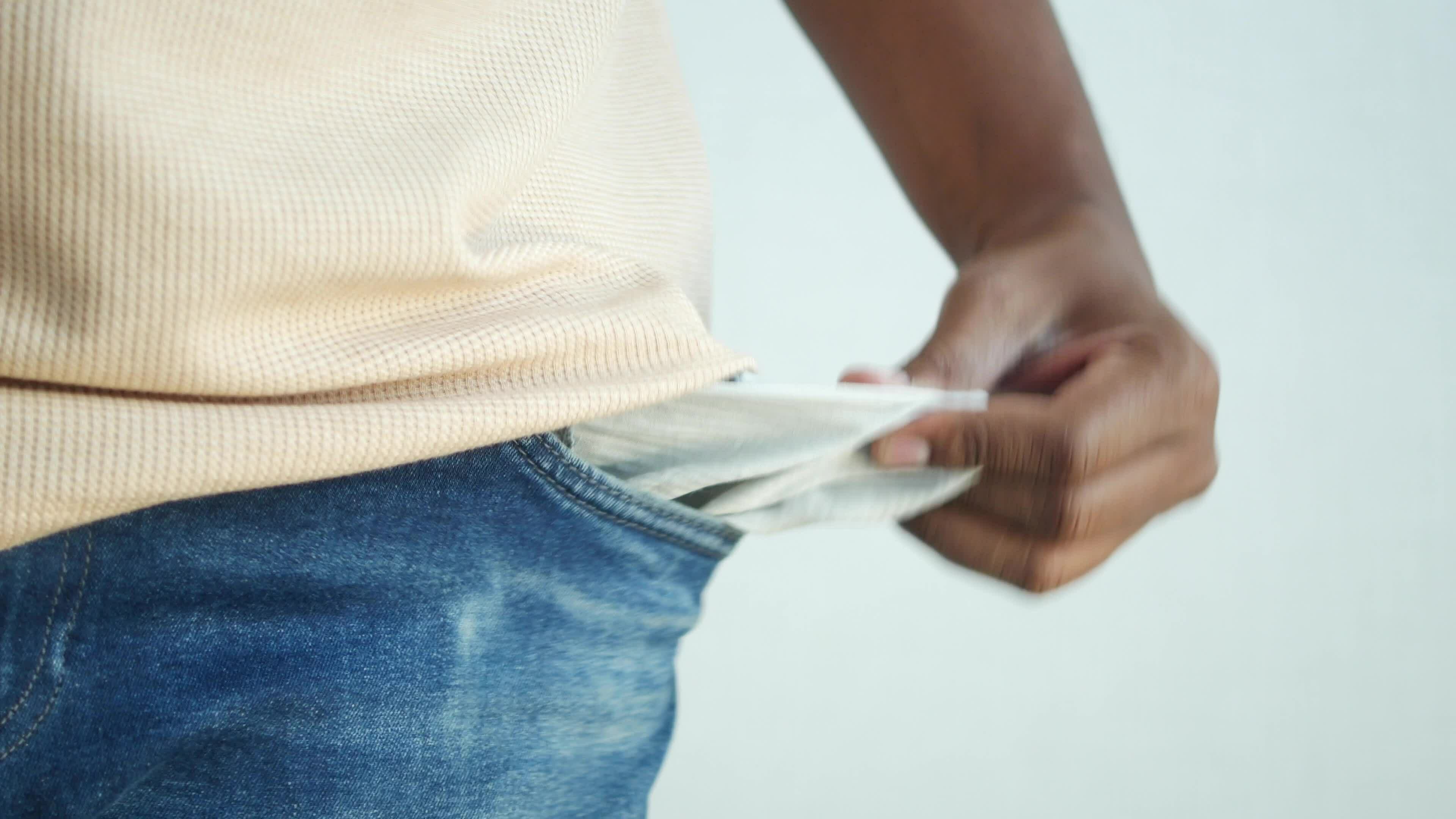 young man shows empty pant pocket with copy space 31781643 Stock Video