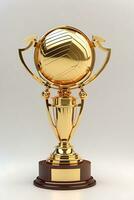 3d trophy golden color white background Generative Ai photo