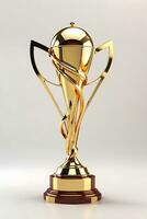 3d trophy golden color white background Generative Ai photo