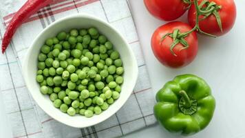 Peas in a Dish on table video