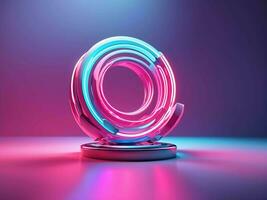 3d render abstract minimal neon background pink blue Generative Ai photo