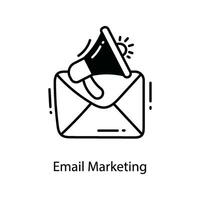correo electrónico márketing garabatear icono diseño ilustración. márketing símbolo en blanco antecedentes eps 10 archivo vector