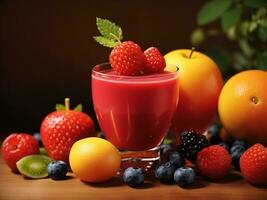 gratis foto Fruta y jugo generativo ai