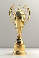 3d trophy golden color white background Generative Ai photo