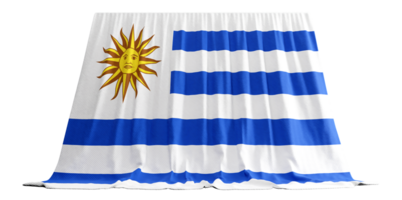 Uruguay vlag gordijn in 3d renderen gebeld vlag van Uruguay png