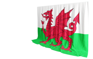 Wales vlag gordijn in 3d renderen gebeld vlag van Wales png