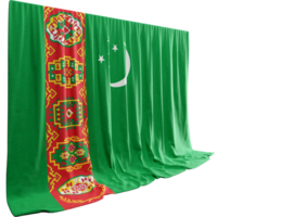 turkmenistan vlag gordijn in 3d renderen gebeld vlag van turkmenistan png