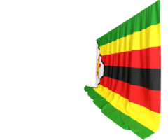 Zimbabwe Flag Curtain in 3D Rendering called Flag of Zimbabwe png