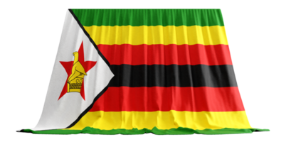 Zimbabwe Flag Curtain in 3D Rendering called Flag of Zimbabwe png
