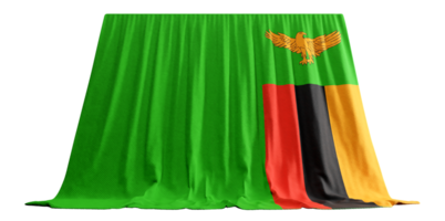 Zambia vlag gordijn in 3d renderen gebeld vlag van Zambia png