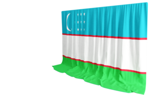 Uzbekistan Flag Curtain in 3D Rendering called Flag of Uzbekistan png
