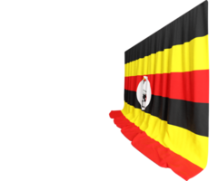 Uganda bandeira cortina dentro 3d Renderização chamado bandeira do Uganda png