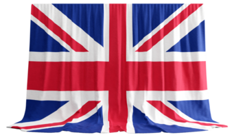 Verenigde koninkrijk vlag gordijn in 3d renderen gebeld vlag van Verenigde koninkrijk png