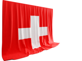 Suiza bandera cortina en 3d representación llamado bandera de Suiza png