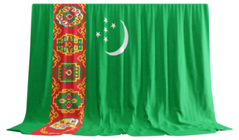 turkmenistan flagga ridå i 3d tolkning kallad flagga av turkmenistan png