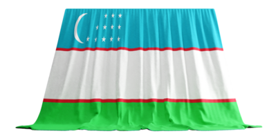 Uzbekistan Flag Curtain in 3D Rendering called Flag of Uzbekistan png