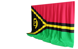 vanuatu bandera cortina en 3d representación llamado bandera de vanuatu png