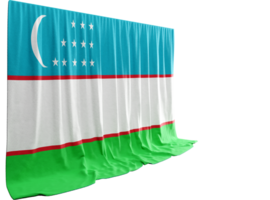 Uzbekistan Flag Curtain in 3D Rendering called Flag of Uzbekistan png