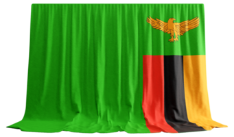 Zambia Flag Curtain in 3D Rendering called Flag of Zambia png