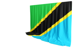 Tanzânia bandeira cortina dentro 3d Renderização chamado bandeira do Tanzânia png