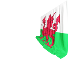 Wales vlag gordijn in 3d renderen gebeld vlag van Wales png