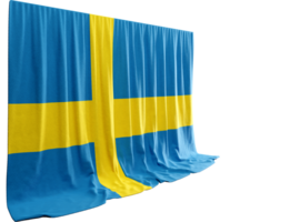 Sweden Flag Curtain in 3D Rendering called Flag of Sweden png