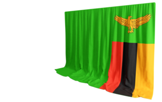 Zambia bandera cortina en 3d representación llamado bandera de Zambia png