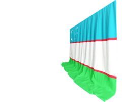 Uzbekistan Flag Curtain in 3D Rendering called Flag of Uzbekistan png