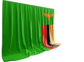 Zambia Flag Curtain in 3D Rendering called Flag of Zambia png