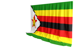 Zimbábue bandeira cortina dentro 3d Renderização chamado bandeira do Zimbábue png