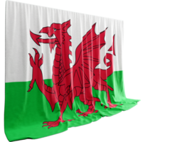 país de gales bandeira cortina dentro 3d Renderização chamado bandeira do país de gales png