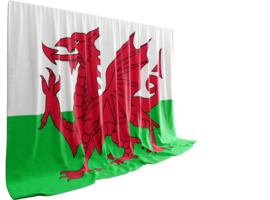 Wales vlag gordijn in 3d renderen gebeld vlag van Wales png