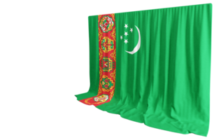 Turkmenistan Flag Curtain in 3D Rendering called Flag of Turkmenistan png