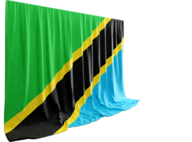 Tanzânia bandeira cortina dentro 3d Renderização chamado bandeira do Tanzânia png