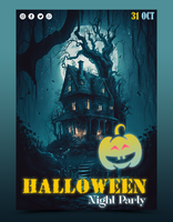 content Halloween. psd modèle Halloween faire la fête, citrouille, modèle, sombre Château et fantôme pour arrière-plan, affiche ou prospectus.