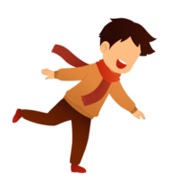 niño vistiendo chal y suéter jugando y bailando ilustración png