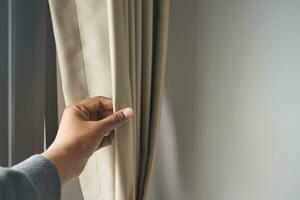 close up of clean fabric curtain. photo