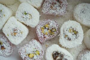 traditional Turkish delight With pistachio Nut photo