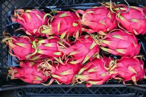 Dragon fruit fruit delicious sweet taste in the tray. photo