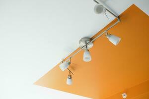 Energy saving. white lighting lamp on the wall photo