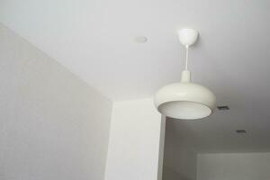 gray ceiling lamp hanging in a room , photo