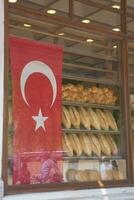 Istanbul, Turkey march 12 2023. fresh baked breads at Farmers Market shelves in istanbul . photo