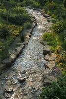 small waterfall at public park in istanbul photo