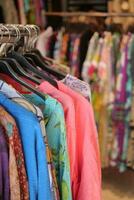 close up of many women cloths display for sale photo