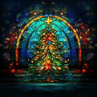 Christmas tree in stained glass style photo