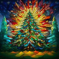 Christmas tree in stained glass style photo