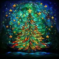 Christmas tree in stained glass style photo